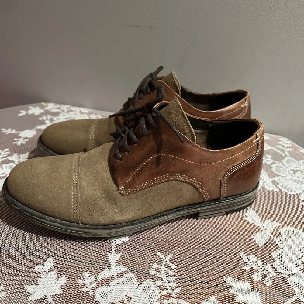 Bed Stu Mens Leather Suede Cap Toe Oxford Dress‎ Shoes Size 10.5 Tan Brown